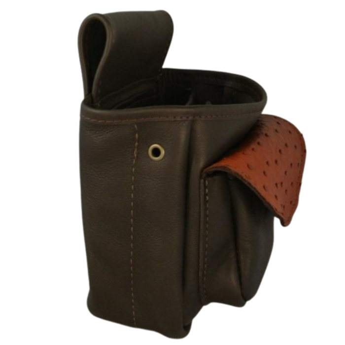 (image for) Brown Leather with Ostrich Shotgun Shell Belt Pouch Bag